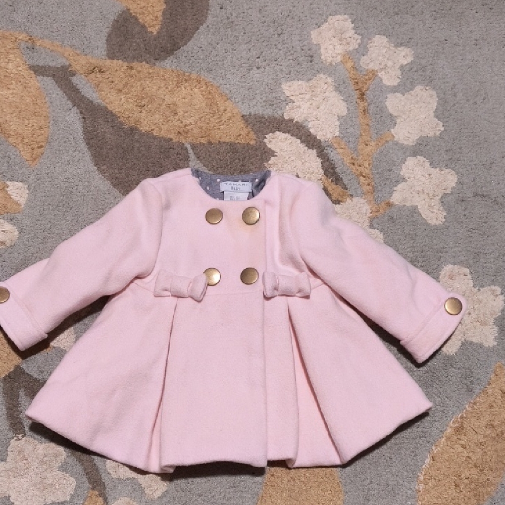 Pink Baby Coat with Gold Buttons
